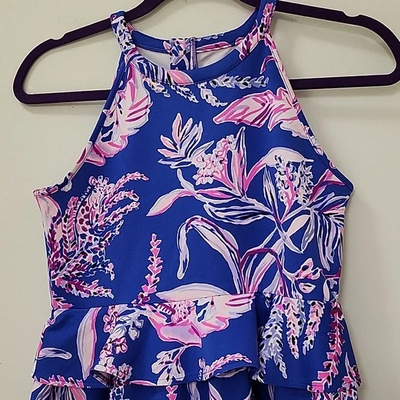 Lilly Pulitzer coastal Caesara Dress in Iris Blue Wild Pink Size XL 12-14 - Picture 8 of 16